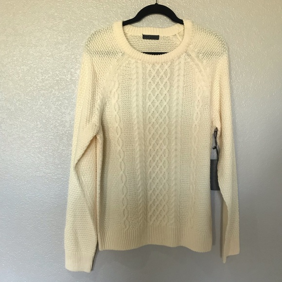 Royal Knights NWT Cable Knit Ivory Med Pullover - Picture 1 of 5